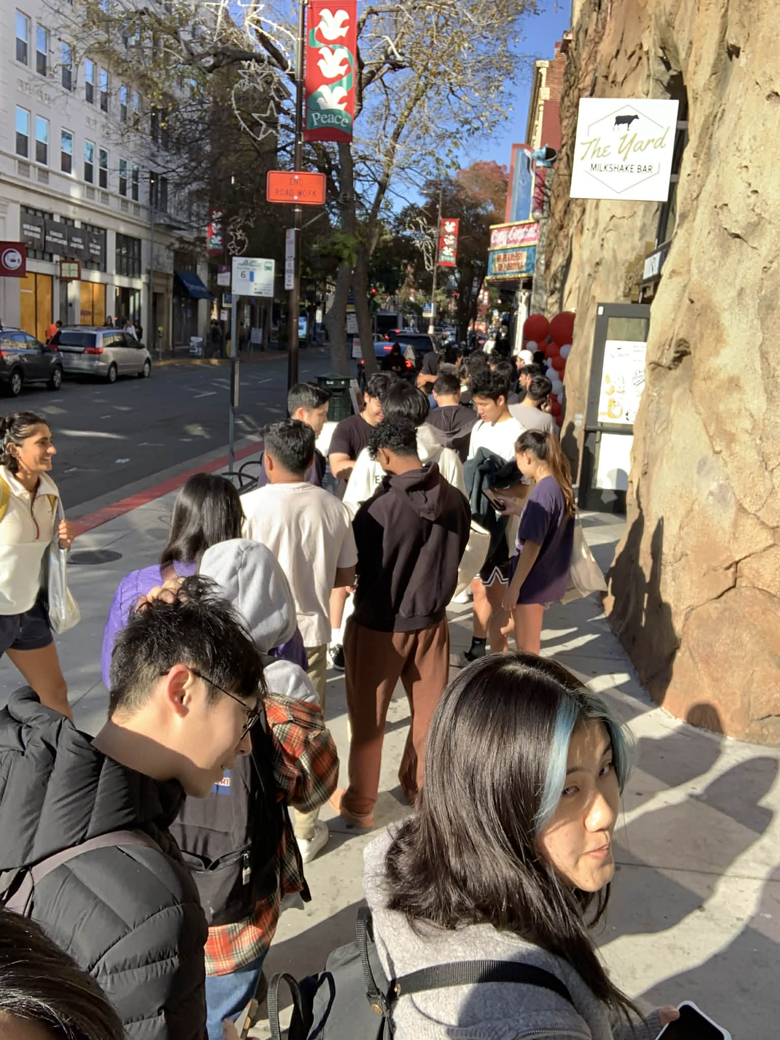 Customers waiting in line outside an Upswell partner restaurant